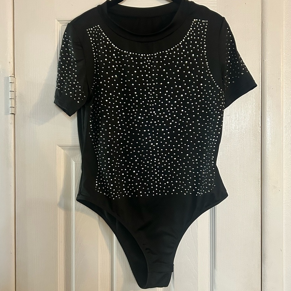 NWOT Boutique Black Studded Bodysuit